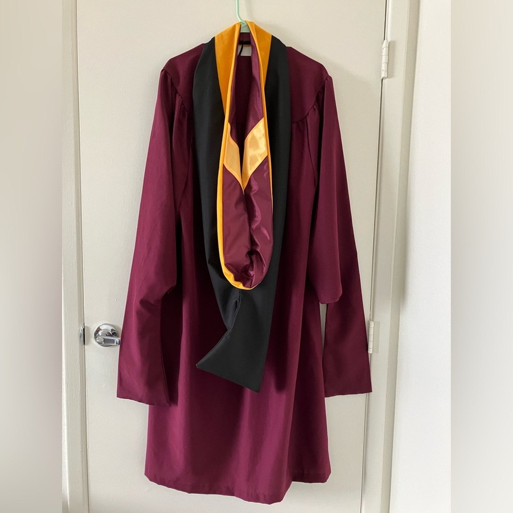 Maroon ASU Master’s Graduation Gown with Hood
